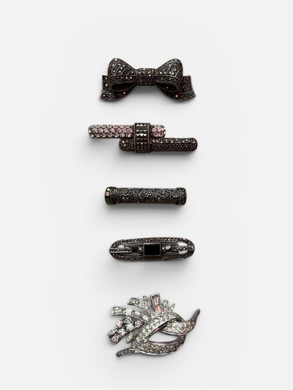 5 Vintage Brooch Bundle - Silver Tones